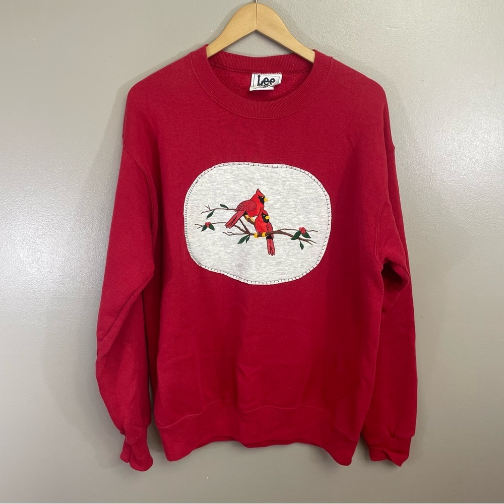 Vintage Lee Sport Cotton blend cardinal Crew Neck Sweater Large Made in USA